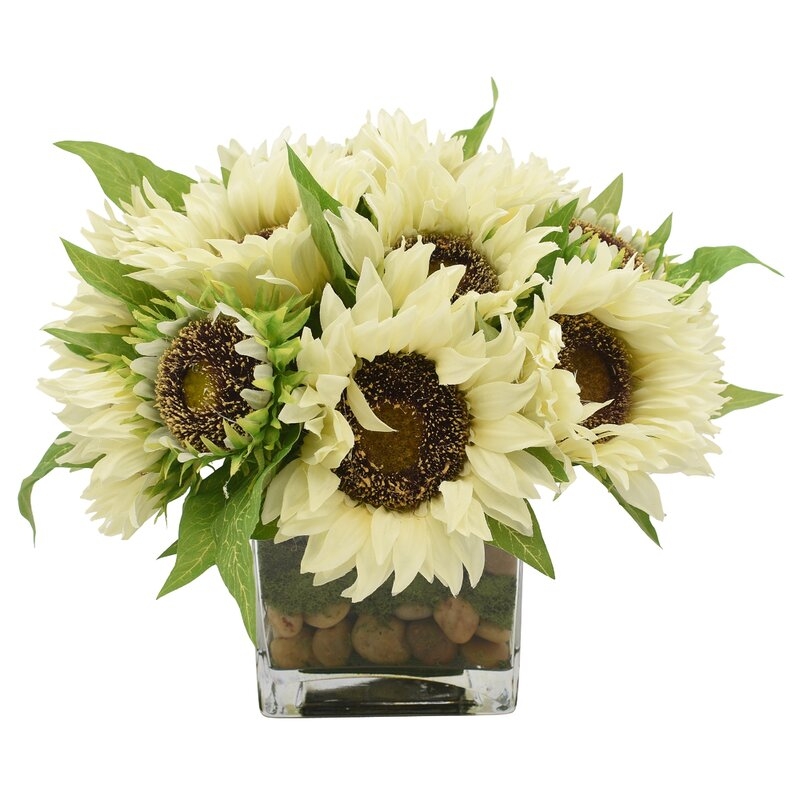Faux Sunflowers in Vase Flower Color: White - Image 0