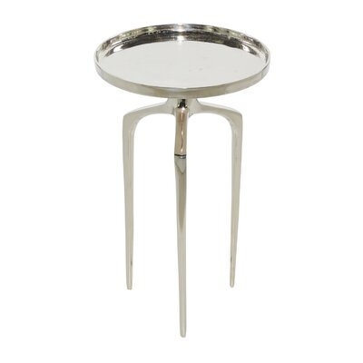 Contemporary Round Silver Aluminum Raised Edge Accent Table, 21.88H X 13.19L X 13.19W - Image 0