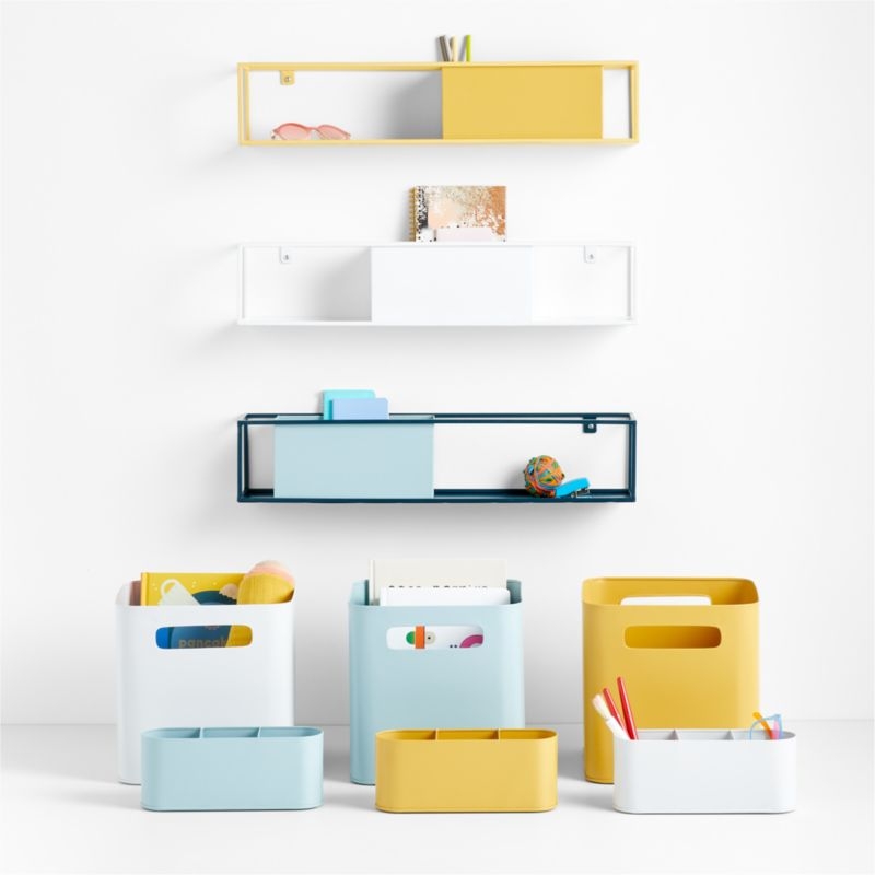 Outline White Metal Storage Bin with Handles - Image 3