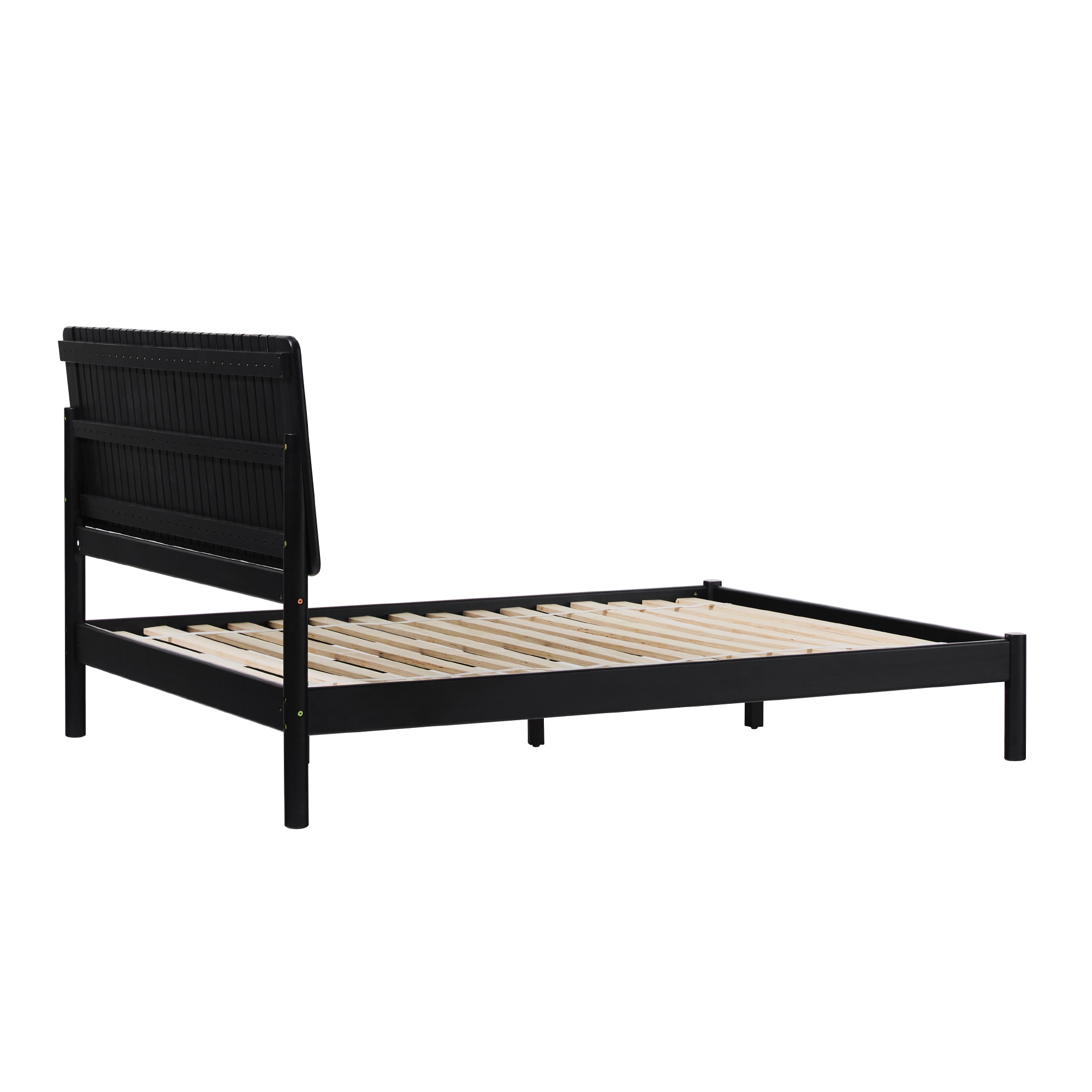 Transitional Solid Wood Platform Queen Bed - Black - Image 3
