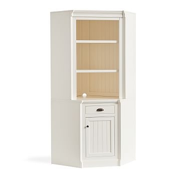 Aubrey Return Corner Bookcase with Door, Dutch White, 49.5"L x 84"H - Image 0