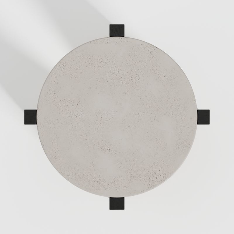Miro Concrete Round End Table with Black Ebonized White Oak Wood Base - Image 3