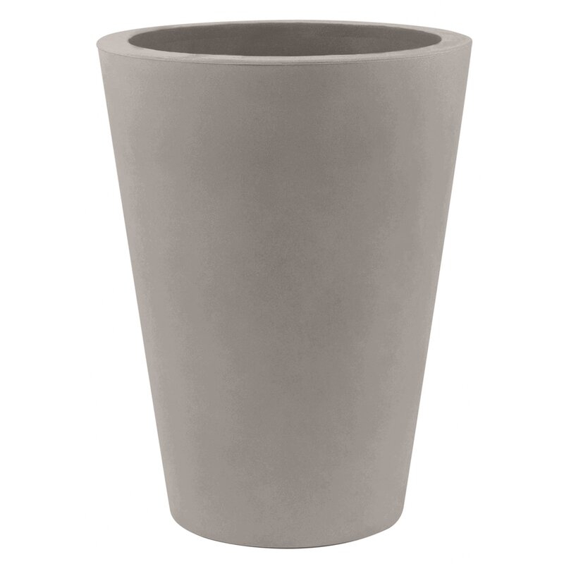 Vondom Cono Resin Pot Planter Color: Taupe, Size: 13.75" H x 15.75" W x 15.75" D - Image 0