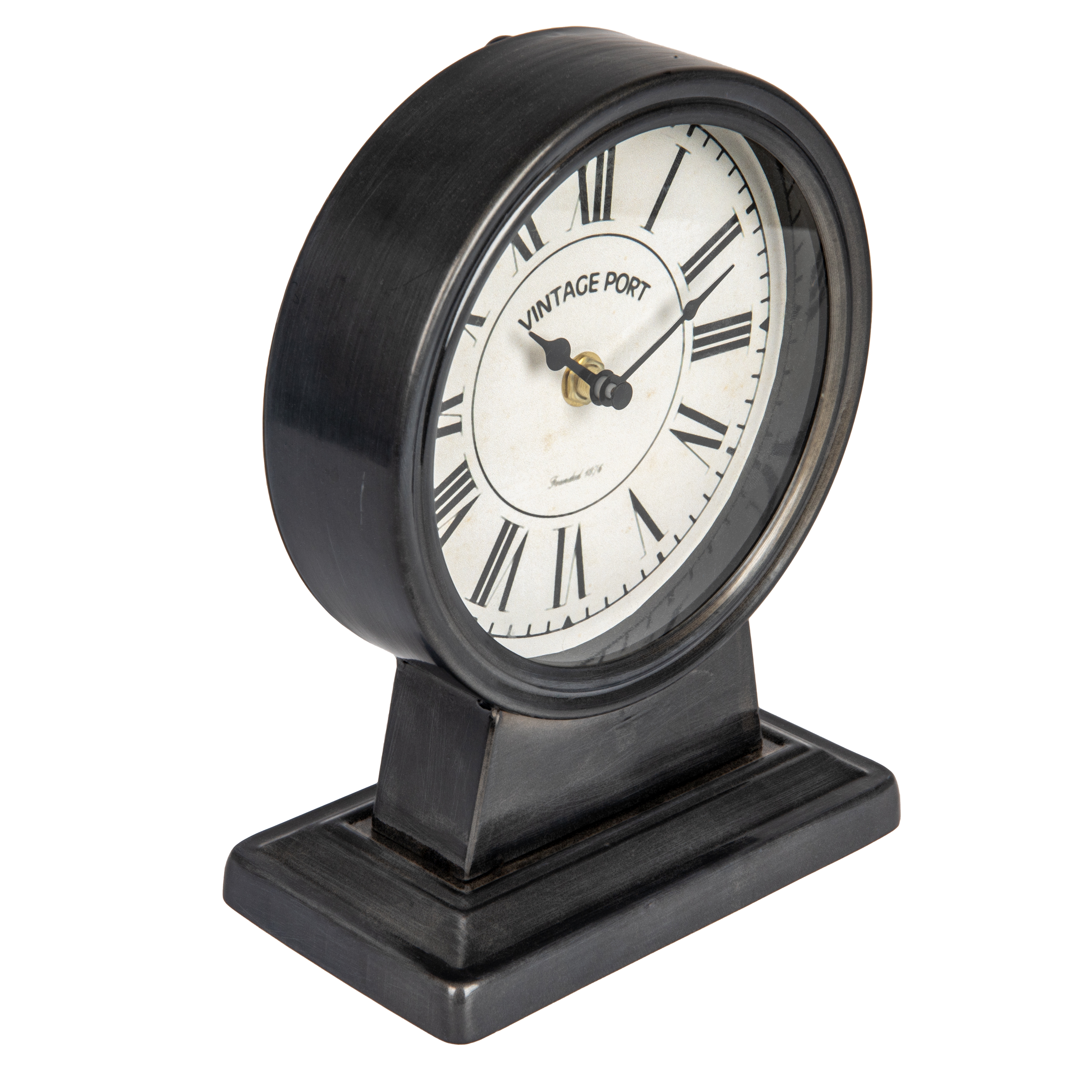 Vintage Metal Mantel Clock, Gunmetal Black - Image 0