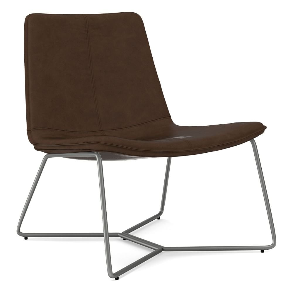 Slope Lounge Chair, Poly, Vegan Leather, Molasses, Charcoal - Image 0