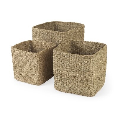 15.7L X 15.7W X 15.7H (Set Of 3) Medium Brown Square Twisted Seagrass Square Basket - Image 0