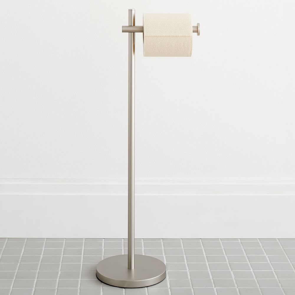 Modern Overhang Freestanding Toilet Paper Holder Brushed Nickel - Image 0