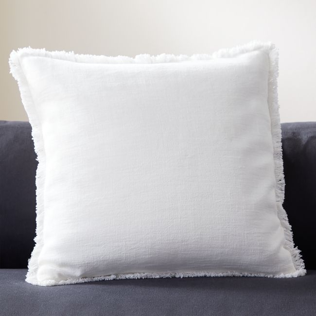 Eyelash Ivory Linen Throw Pillow with Feather-Down Insert 20" by Kara Mann - Image 0