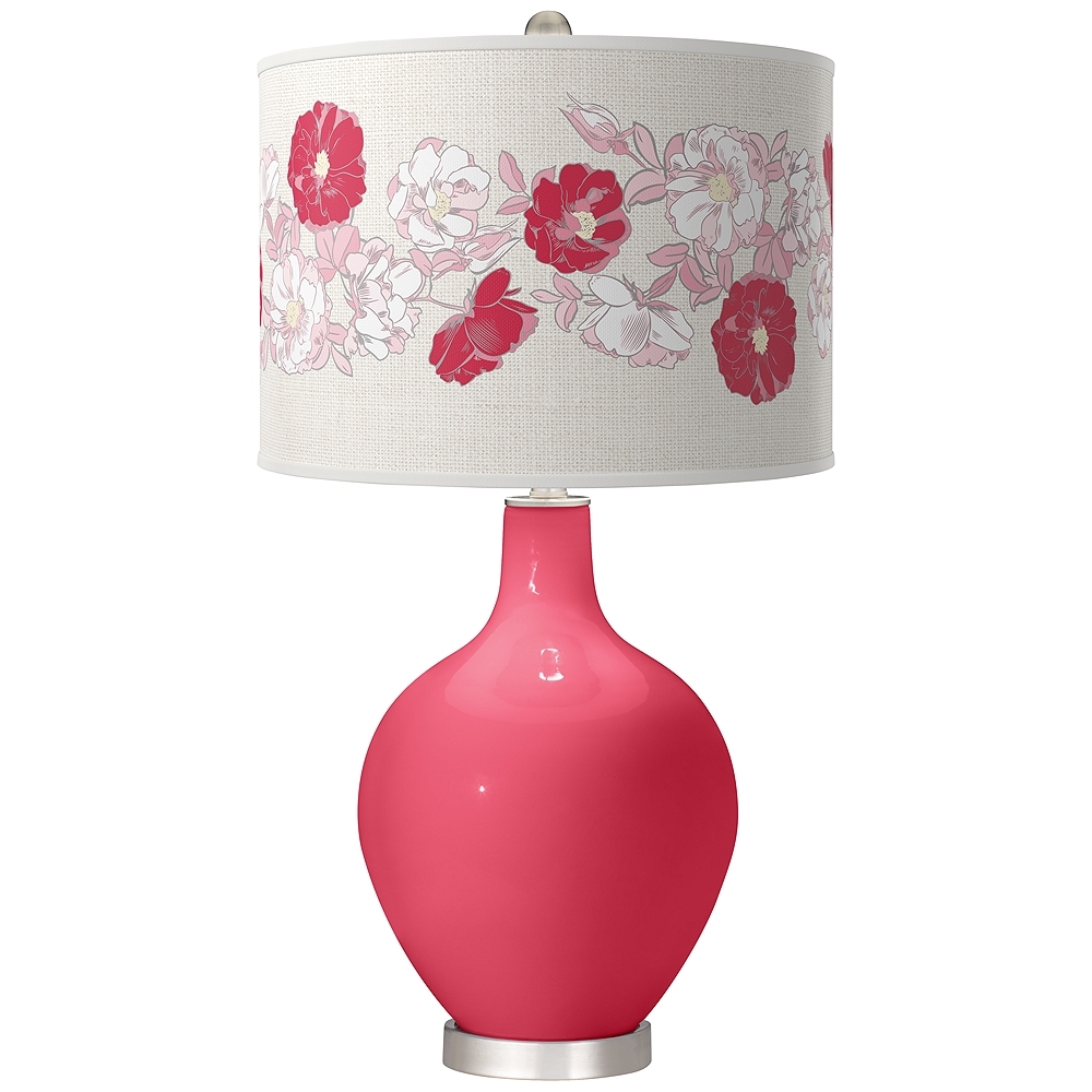 Color Plus Ovo 28 1/2" High Rose Bouquet Shade Eros Pink Table Lamp - Image 0