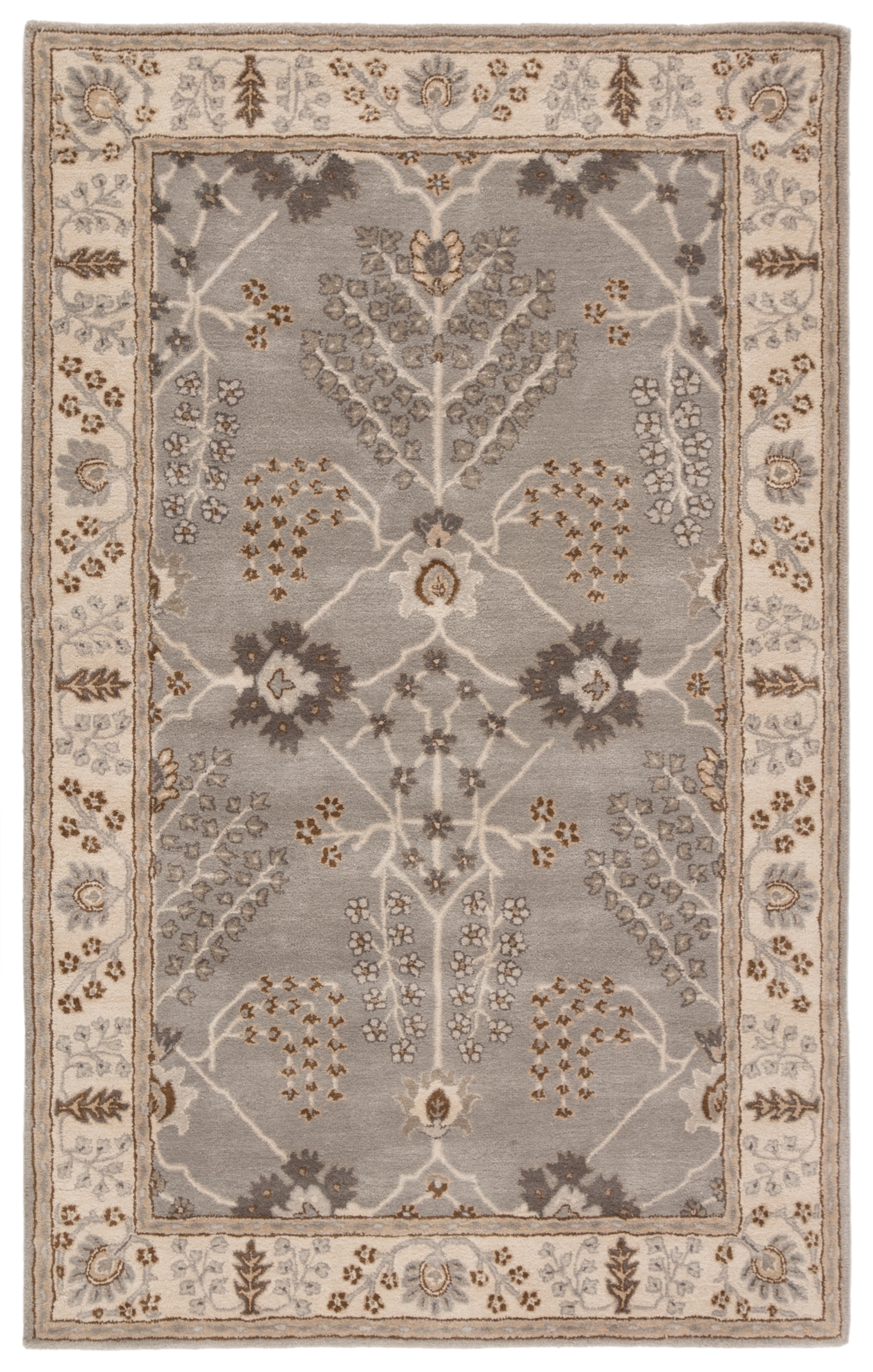 Chambery Handmade Floral Gray/ Beige Area Rug (8' X 10') - Image 0