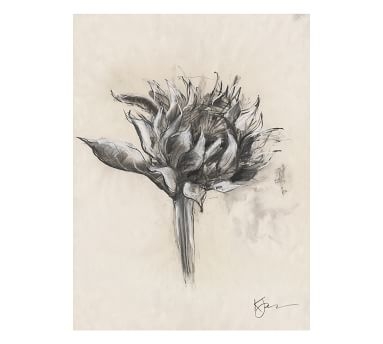 Charcoal Sunflower with Stem Unframed Art Insert - Image 2