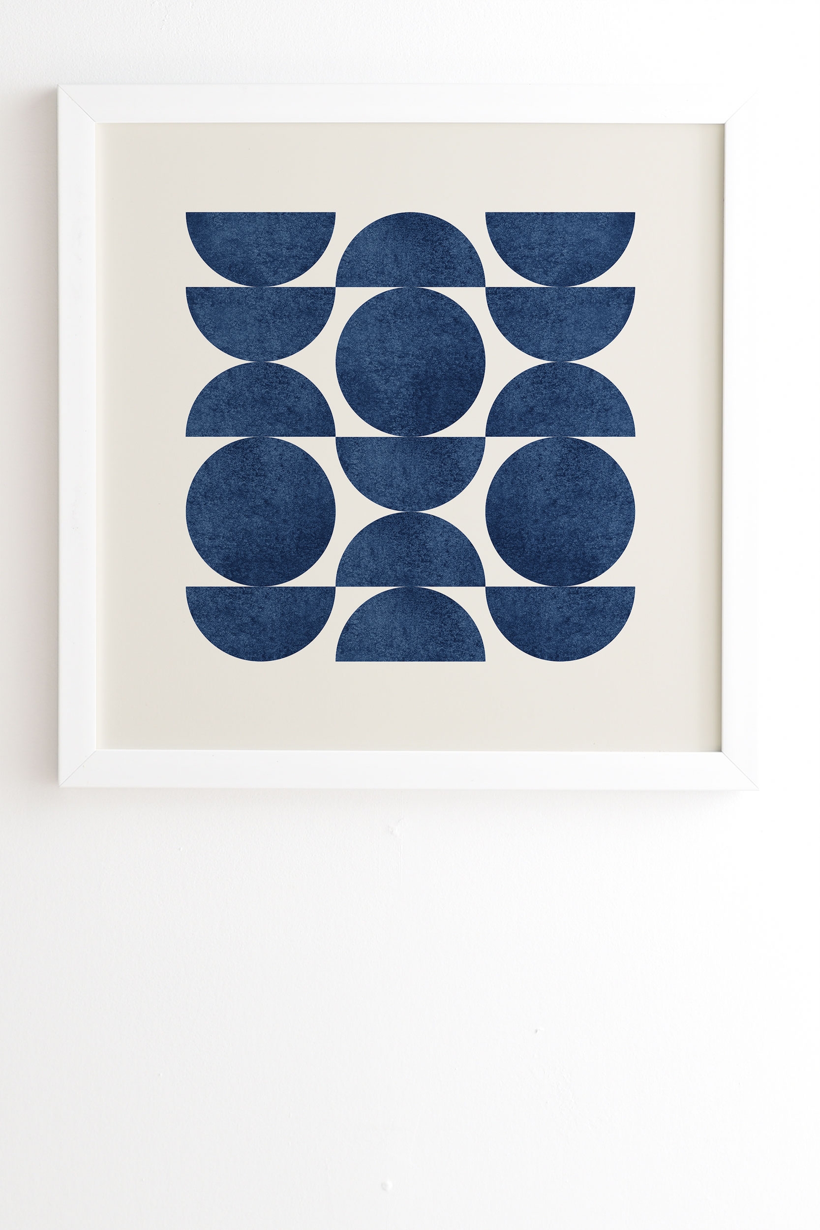 Blue Navy Retro Scandinavian Mid Century by MoonlightPrint - Framed Wall Art Basic White 20" x 20" - Image 0
