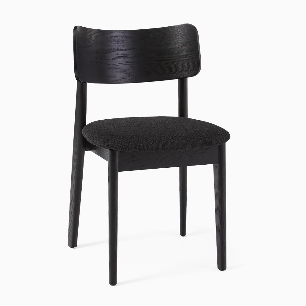 Lalia Dining Chair, Charcoal Chunky Basketweave Charcoal, Black - Image 0