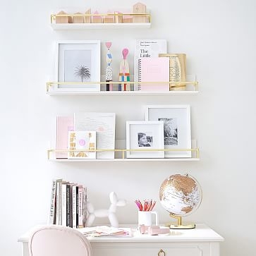 Polished Shelf, 3', White & Gold, WE Kids - Image 1