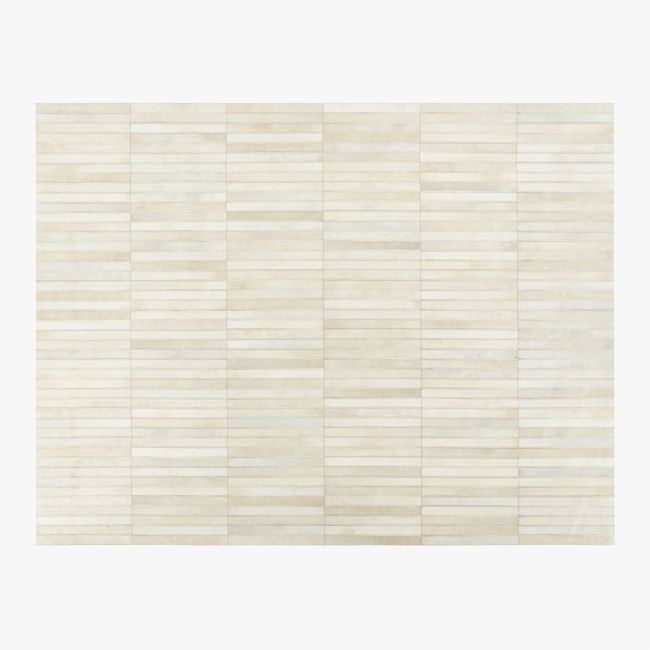 Camilia Patchwork Ivory Hide Area Rug 9'x12' - Image 0