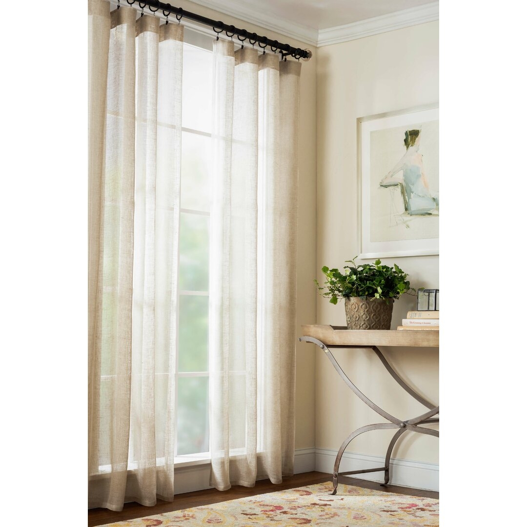 "Pine Cone Hill Savannah Gauze Linen Solid Sheer Grommet Single Curtain Panel" - Image 0