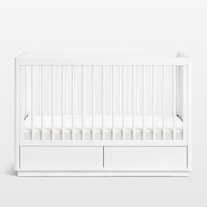 Babyletto Bento White Wood 3-in-1 Convertible Storage Baby Crib with Toddler Bed Conversion Kit - Image 4