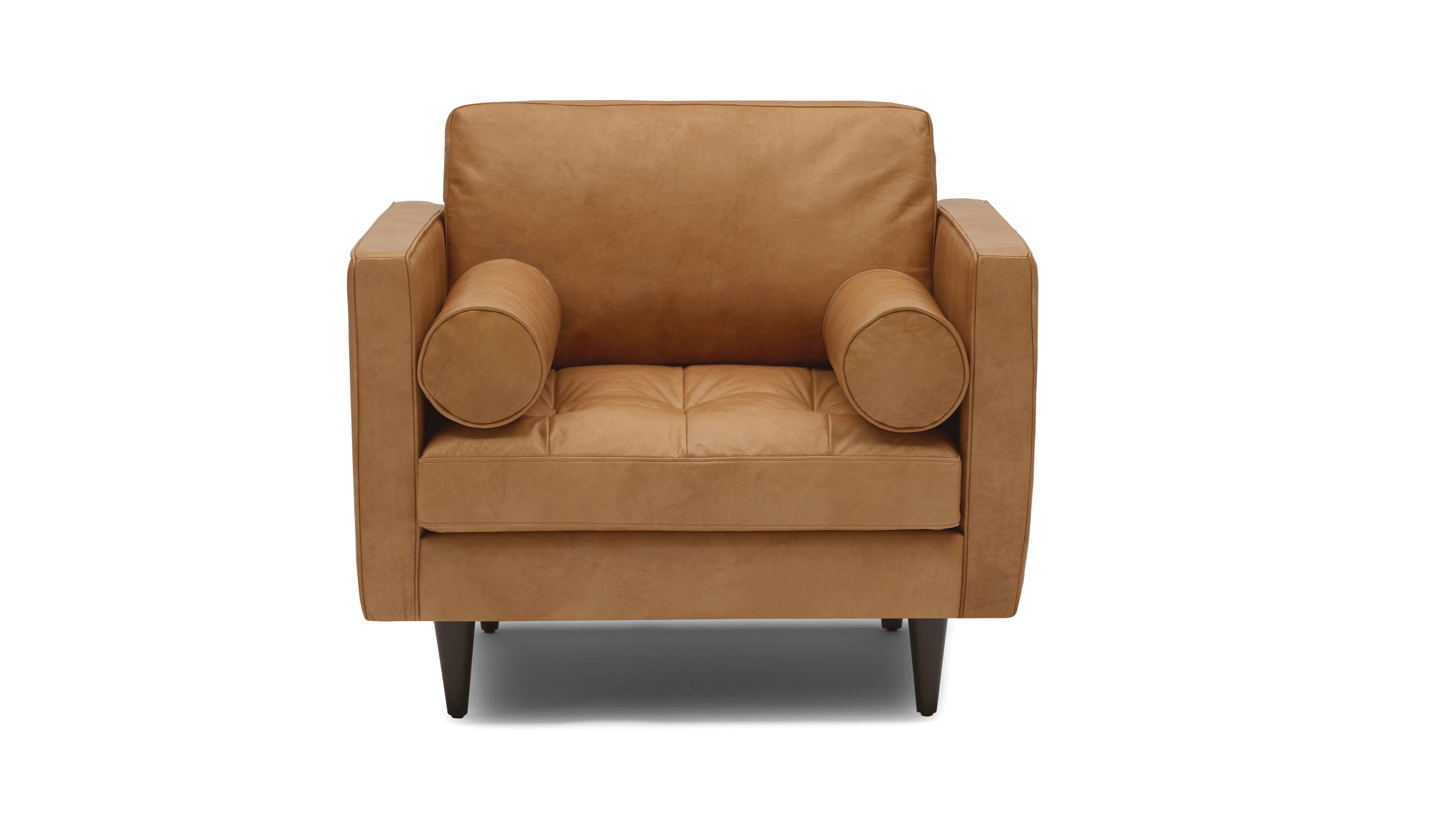Brown Briar Mid Century Modern Leather Chair - Santiago Camel - Mocha - Image 0