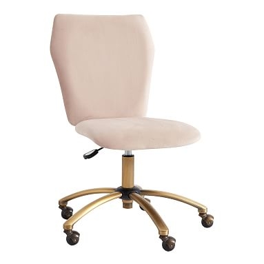 Velvet Airgo Swivel Desk Chair, Lustre Velvet Dusty Blush - Image 0