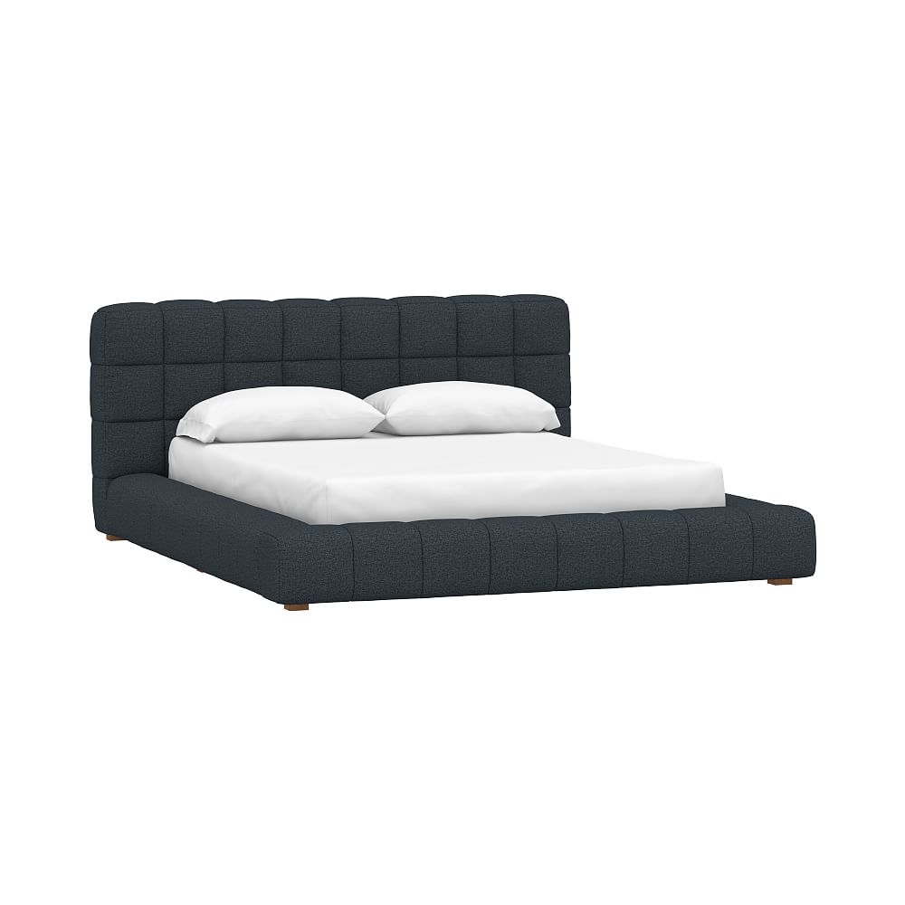 Baldwin Upholstered Platform Bed, King, Basketweave Indigo - Image 0