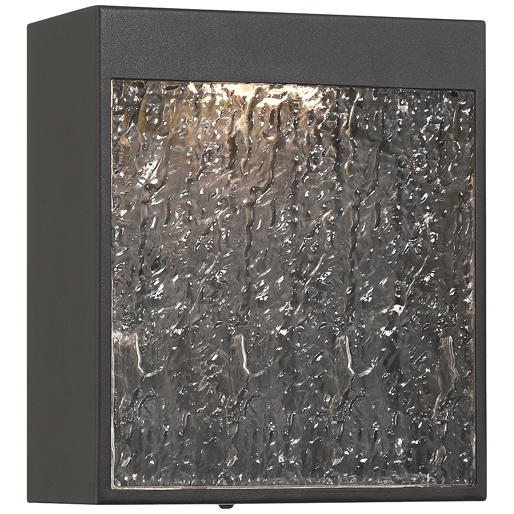 Possini Euro Sofia 8 1/2"H Black Hammered Glass LED Outdoor Wall Light - Image 0