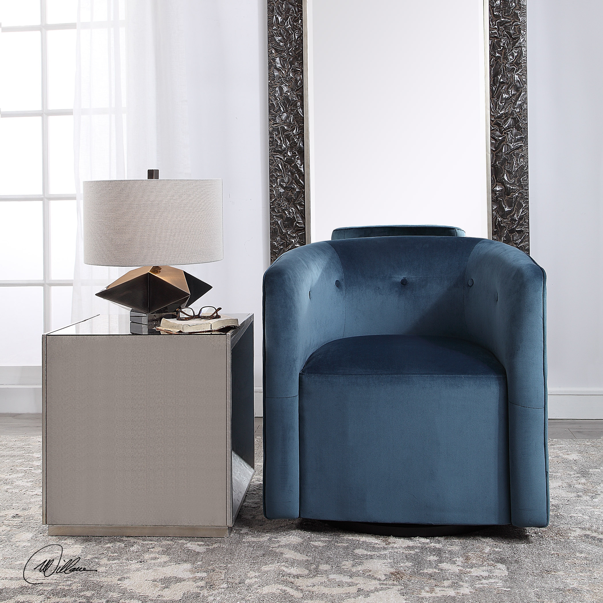 Mallorie Blue Swivel Chair - Image 1
