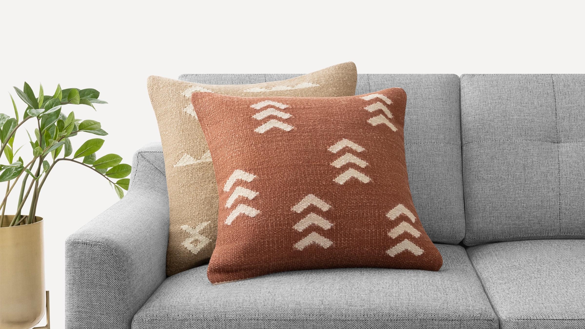 Chevron Hand-tufted Pillow Cover in Brick Red - Image 3