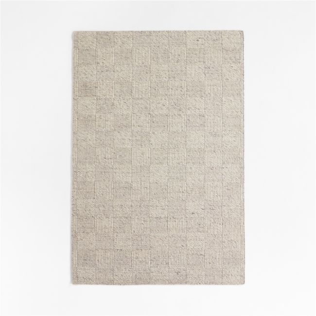 Chunky Squares Wool and Polyester Grey Kids Performance Area Rug 6'x9' - Image 0