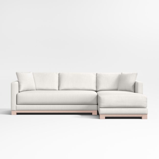 Gather Deep Wood Base Bench 2-Piece Chaise Sectional Sofa - Image 0
