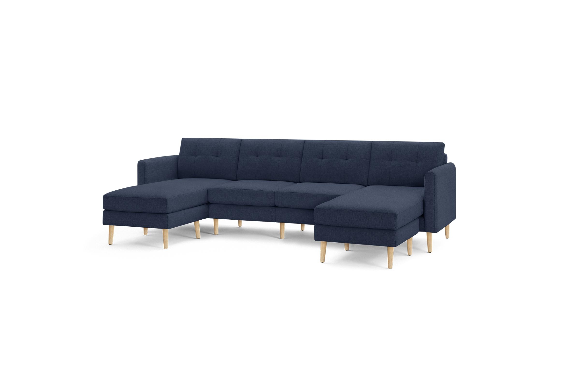 Nomad Double Chaise Sectional in Navy Blue, Leg Finish: OakLegs - Image 0
