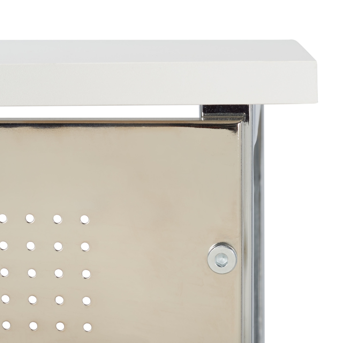 Hayden 3 Shelf Standing Desk - White / Chrome - Safavieh - Image 2