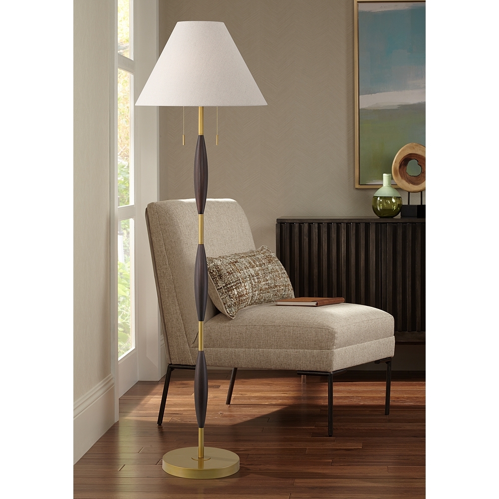 Possini Euro Carillo 67" Espresso Brown and Gold Modern Floor Lamp - Image 0