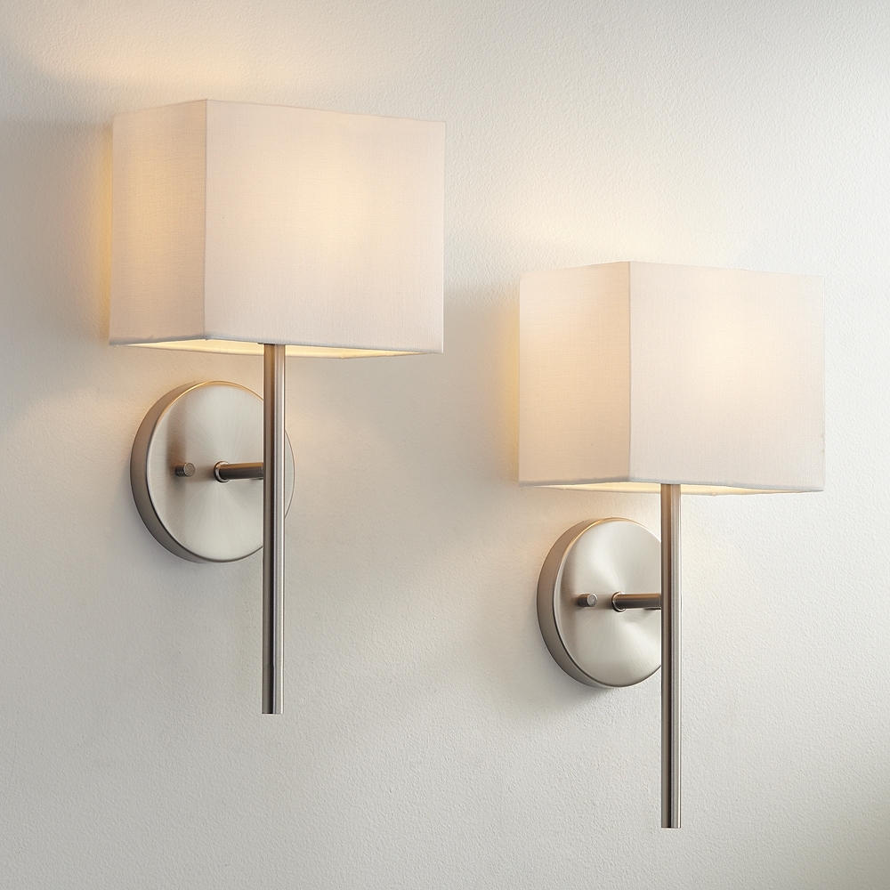 Possini Euro Favreau 16 1/4" High Brushed Nickel Wall Sconce Set of 2 - Image 0