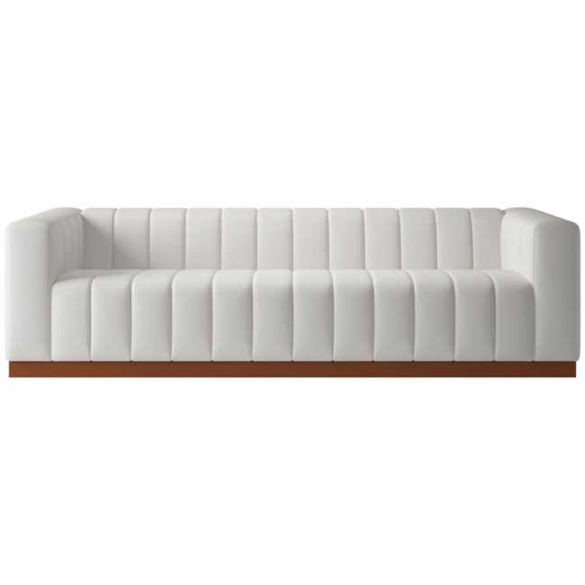 Forte 101" Extra-Large Channeled Sofa with Walnut Base Curious Linen - Image 0