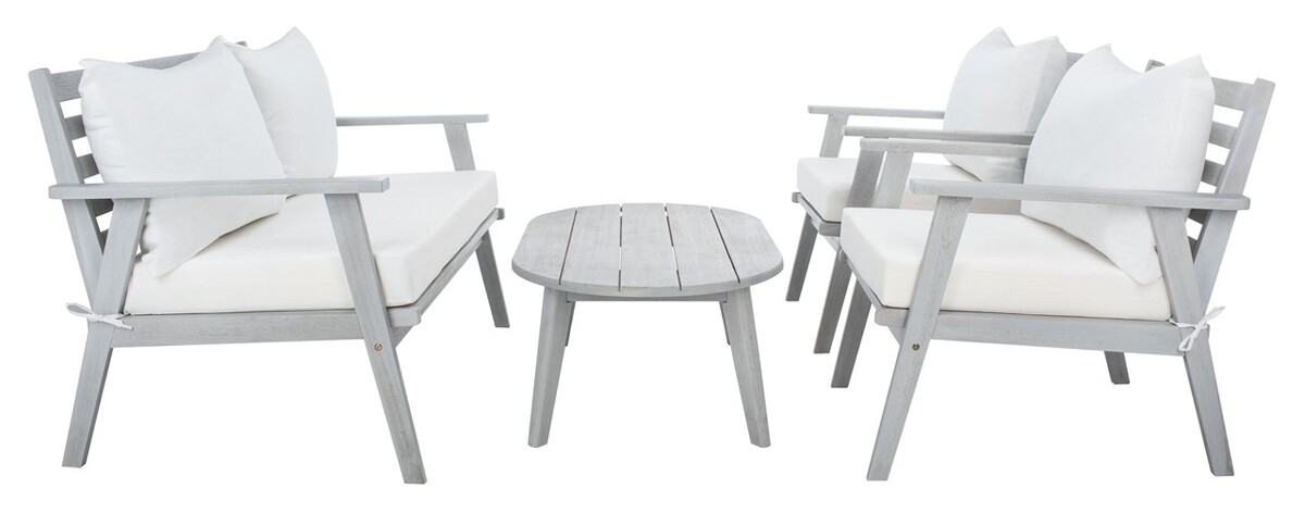 Deacon 4 Pc Living Set - Grey / Beige - Safavieh - Image 8