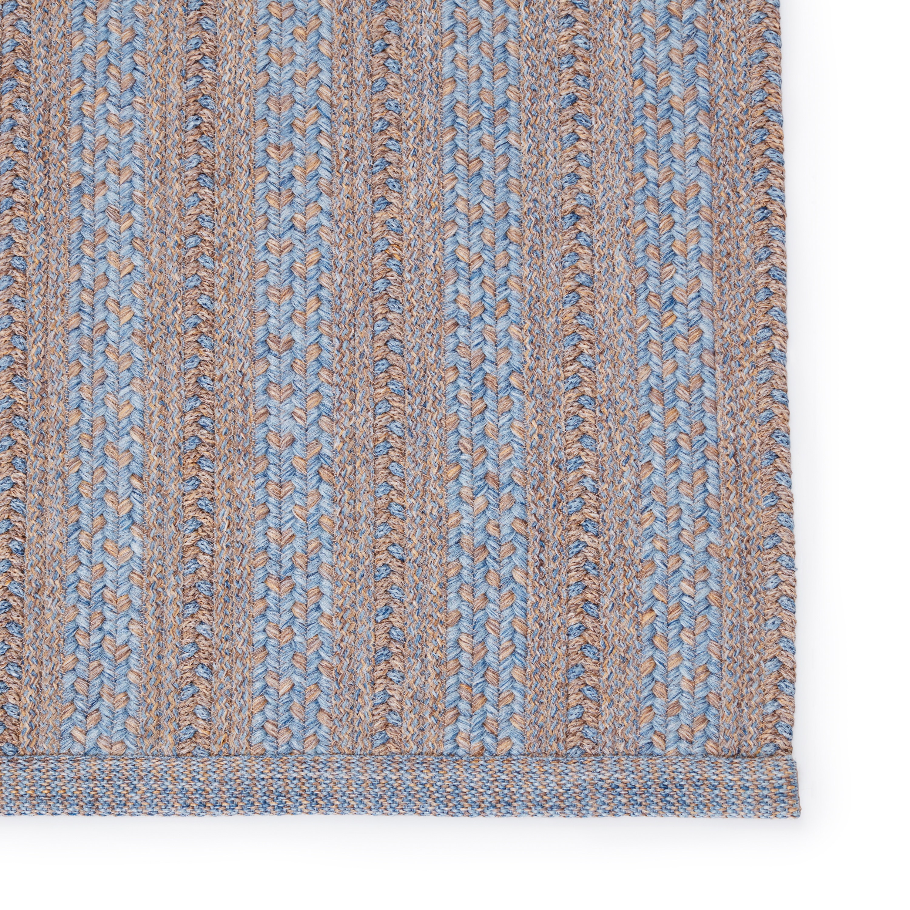 Topsail Indoor/ Outdoor Striped Light Blue/ Taupe Area Rug (4'X6') - Image 3