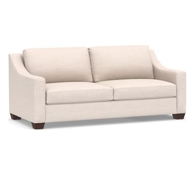 York Slope Arm Upholstered Loveseat 70.5", Down Blend Wrapped Cushions, Performance Brushed Basketweave Chambray - Image 3