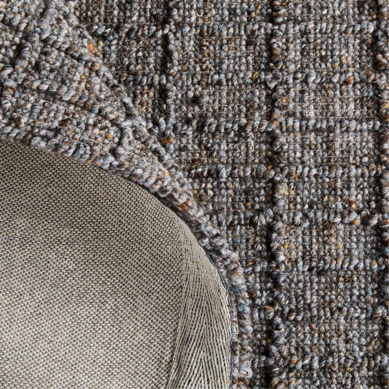 Arles Performance Wool Raised Pattern Dark Grey Area Rug 6'x9' - Image 2