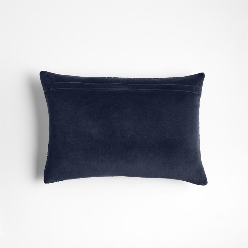 Sashiko Organic Cotton Velvet 22x15 Deep Indigo Blue Throw Pillow with Down-Alternative Insert - Image 6