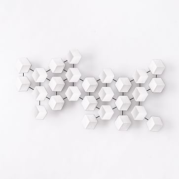 Geometric Ceramic Tile Art, White, Large - Image 2