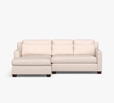 York Square Arm Upholstered Deep Seat Left Arm Loveseat with Double Wide Chaise Sectional and Bench Cushion, Down Blend Wrapped Cushions, Performance Heathered Tweed Ivory - Image 1