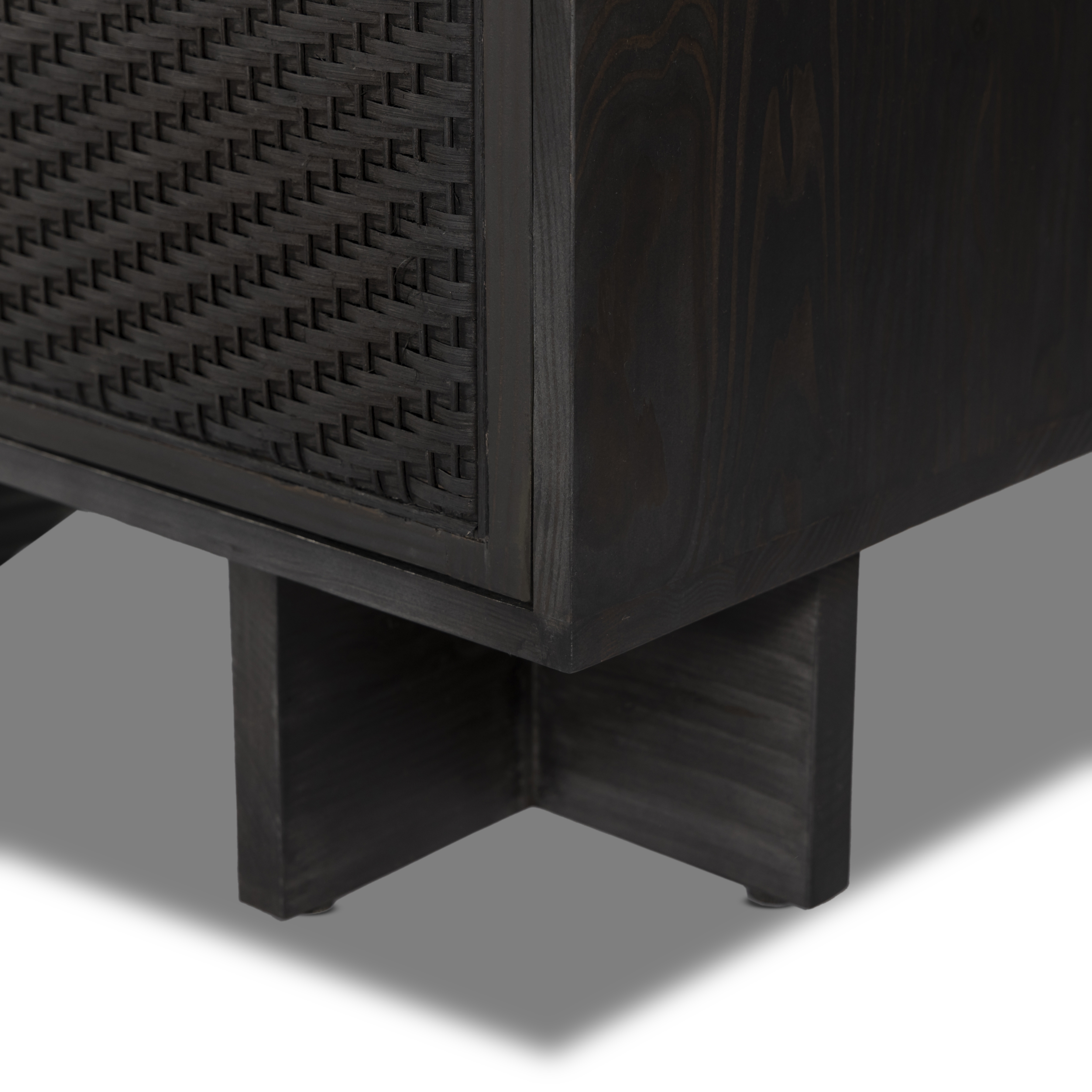 Levon Bar Cabinet-Black Woven Rod Cane - Image 7