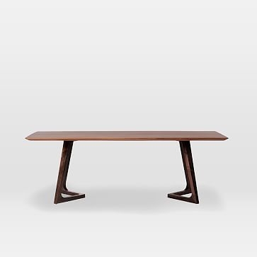 Sculptural Ash Wood 71" Rectangle Dining Table, Walnut - Image 1