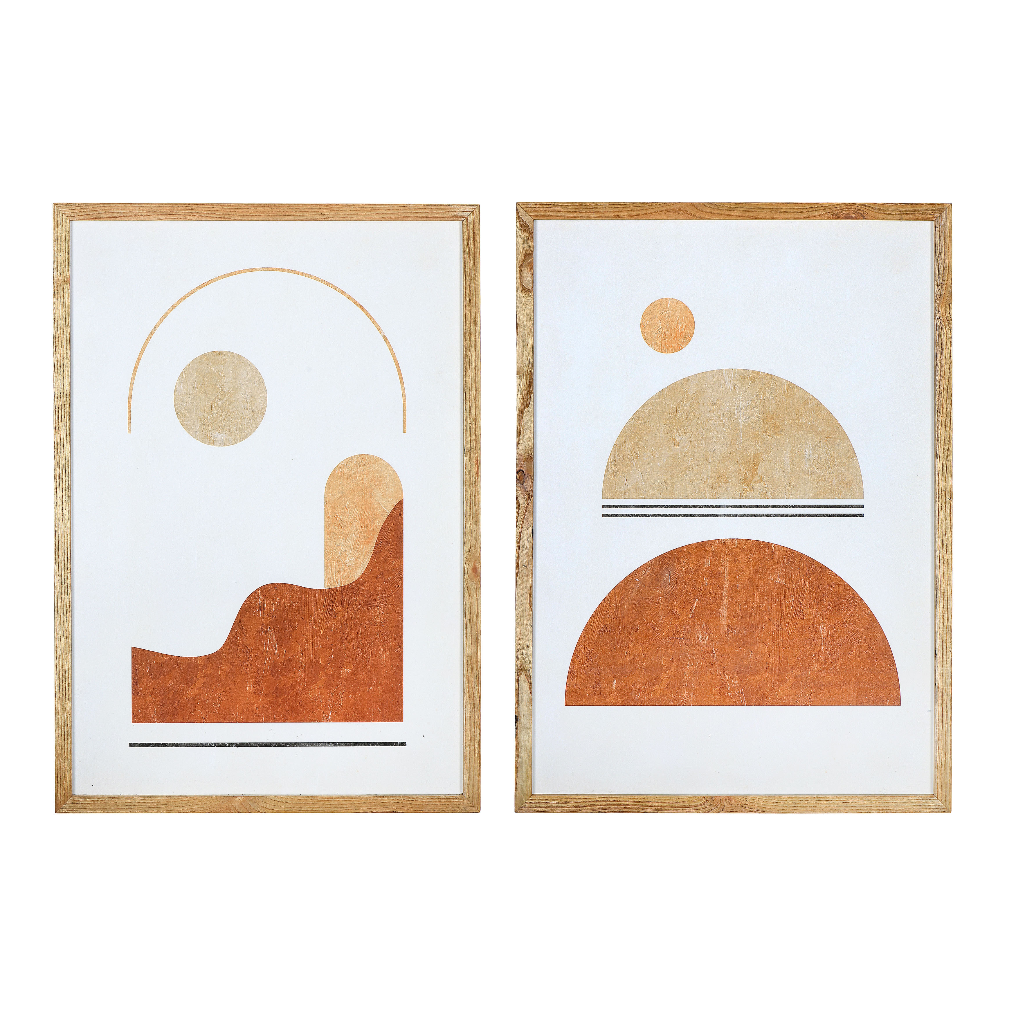 Wood Framed Abstract Wall Art, Set of 2 - Image 0