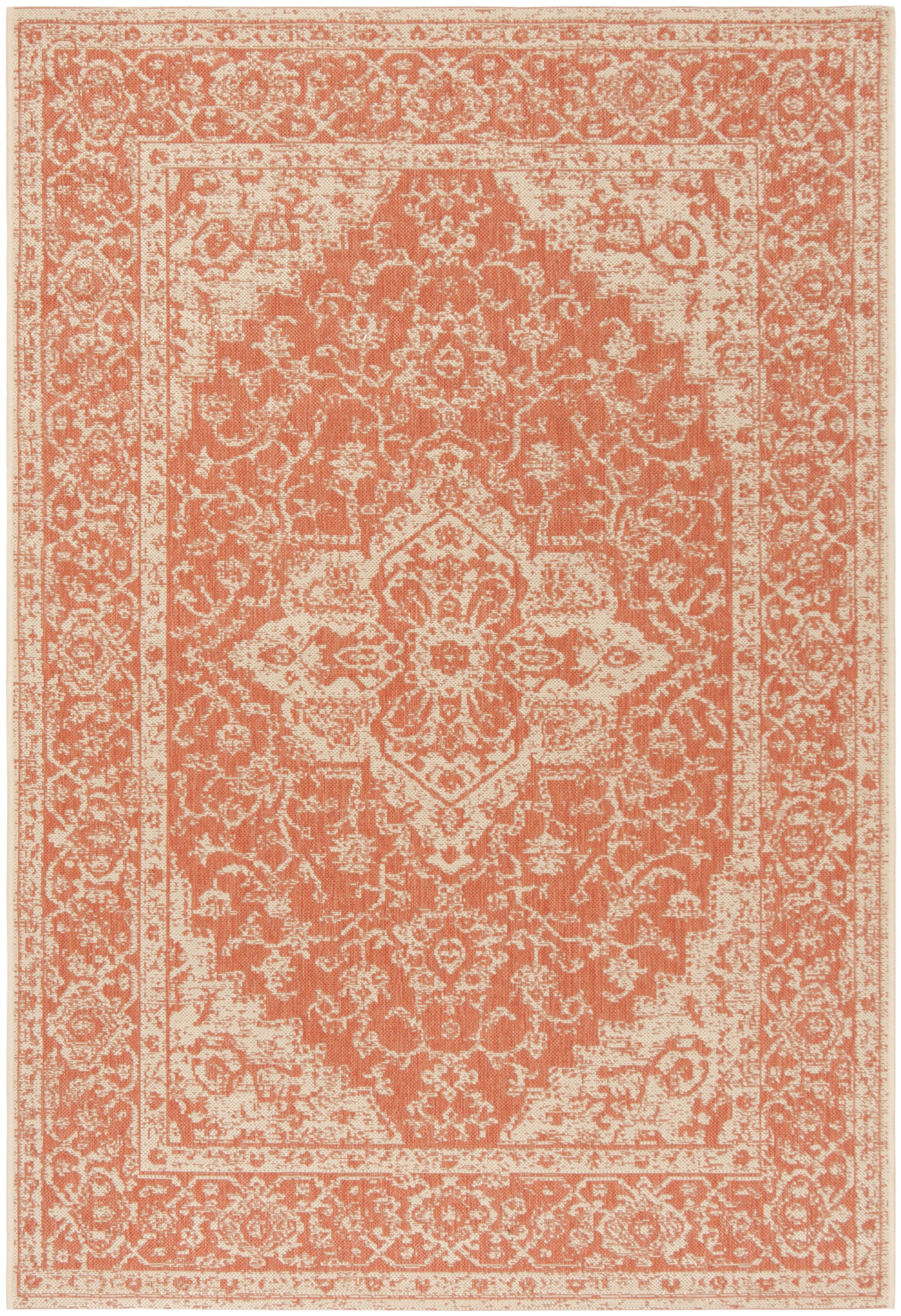 Arlo Home Indoor/Outdoor Woven Area Rug, LND137P, Rust/Cream,  5' 1" X 7' 6" - Image 0