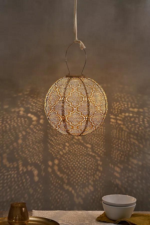 Lace Battery Lantern, Gold Round - Image 0