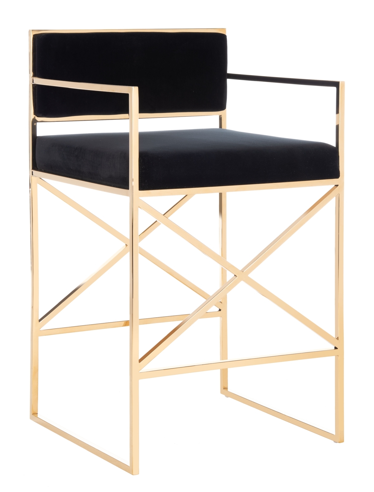 Kian Velvet Directors Counter - Black/Gold - Image 5