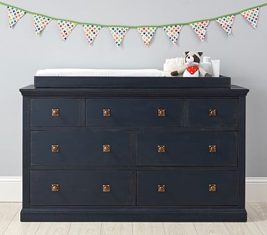 Charlie Extra Wide Dresser & Topper Set, Weathered Navy, In-Home Delivery - Image 1