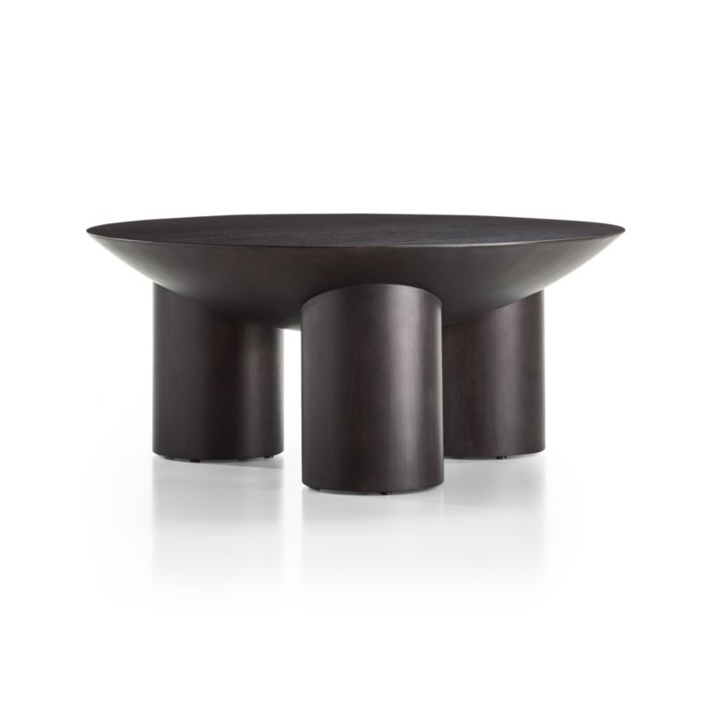 Tom Charcoal Brown Oak Wood 40" Round Three-Legged Coffee Table by Leanne Ford - Image 1