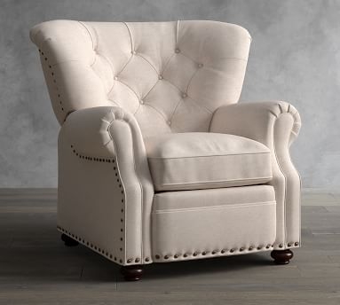 Lansing Upholstered Recliner, Polyester Wrapped Cushions, Performance Chateau Basketweave Ivory - Image 1